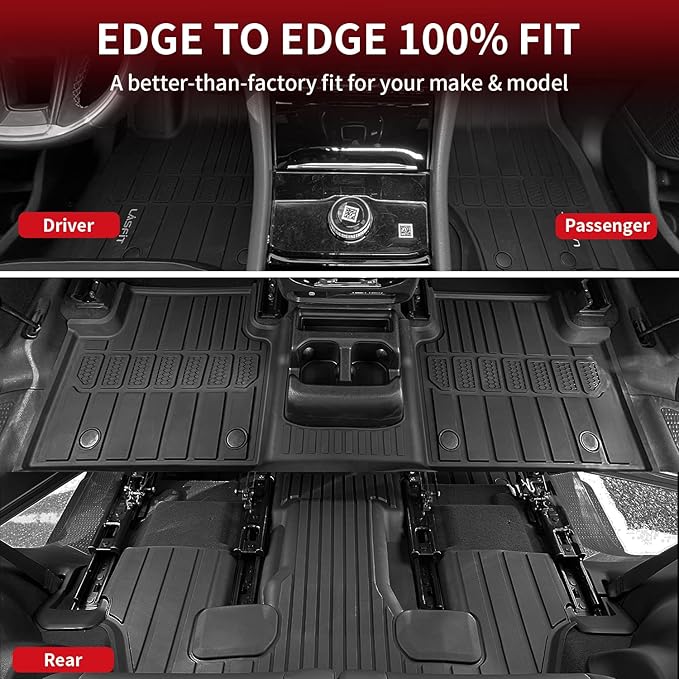 LASFIT Floor Mats for Jeep Grand Cherokee L 2021-2025 2026 (ONLY for 6 Seaters Without Center Console) All Weather Custom Fit Car Floor Liners Trunk Mat Black