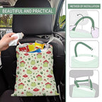 Cute Car Trash Can, Hanging Canvas Car Back Seat Organizer and Storage Bag, Funny Car Trash Bag For Travelling, Outdoor Cute Green Frog Mushroom