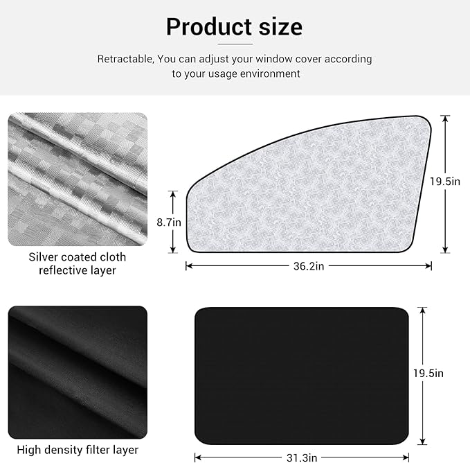 XCBYT Car Window Shades - 4 Pack Car Window Covers 99% UV Protection Magnetic Fordable Privacy Sun Shade for Baby