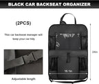 2PCS Car Backseat Organizer, Oxford Car Back Seat Protecter Kick Mat with Touch Screen Tablet Holder, Waterproof Automotive Seatback Storage Bag with Multi Functional Pockets (Large Pocket)