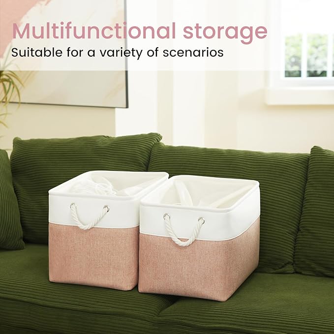 Large Storage Baskets- 16x12x12 inch Storage Bins for Shelves and Closet Organizing, Foldable Fabric Bin for Home Organizatio