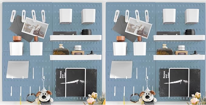 Wall-Mounted Pegboard Kit, 50.4" x 25.2" Organizer Panel – Large, Cost-Effective & Nail-Free Installation Blue