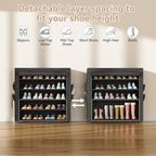 LANTEFUL Shoe Rack with Covers 5 Tier Tall Shoe Rack Organizer Large Capacity Shoe Shelf Storage 20-24 Pairs Space Saving Fre