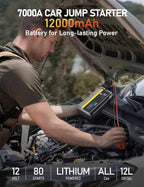 Sharmeal 7000A Car Battery Jump Starter, 12000mAh Car Jumper Starter Battery Pack for Up to All Gas & 12.0L Diesel Engines,