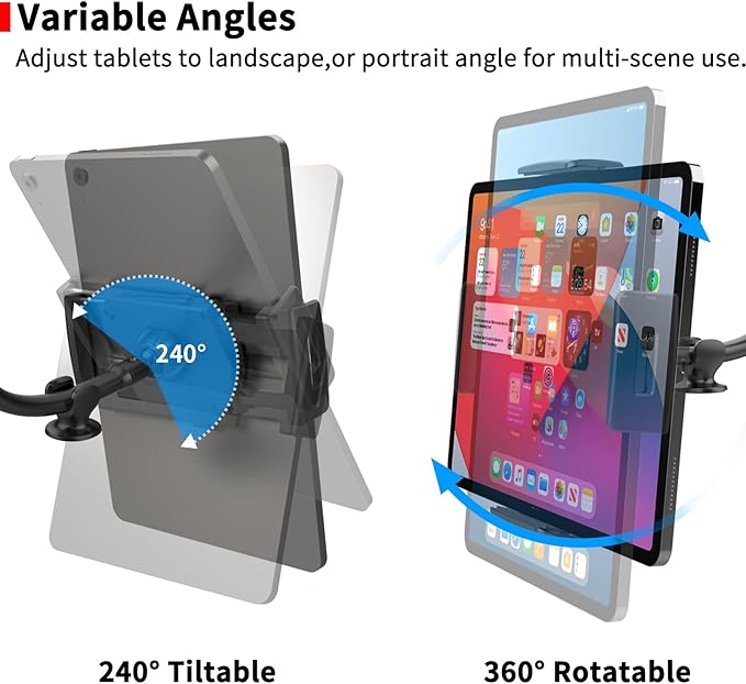 APPS2Car Tablet Car Mount for iPad Truck Holder Long Arm Extension Strong Suction Cup Windshield Mount for 7-11 Inch Tablet iPad Pro Air Mini iPhone