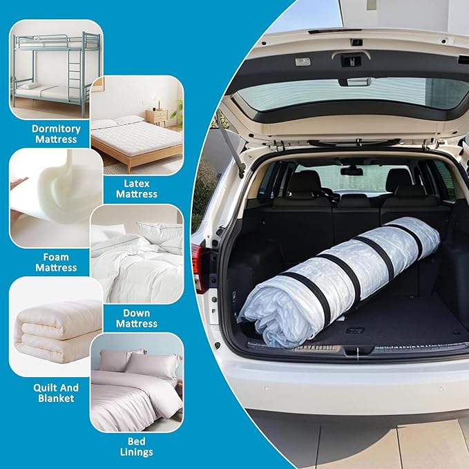 Mattress Vacuum Bag for Queen and Full Size, 78.7x98.4in Space Saver Mattress Vacuum Seal Bag with 4 Straps Dual-Zip Seal Mat