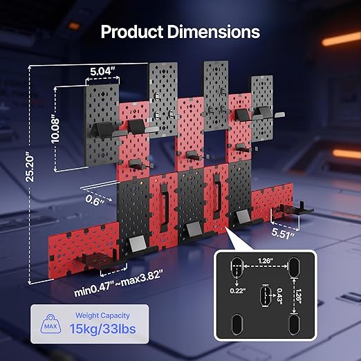 PEGZONE 14 PCS Controller and Headphone Holder Wall Mount, Modular Gaming Pegboard with Accessories, Video Game Storage, Disc
