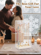Necklace Holder, Acrylic Necklace Organizer, Rotatable Clear Jewelry Holder Organizer Display Case for Long Necklaces Pendant