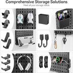 KDD Keyboard and Mouse Display Stand Holder, Wall Mount Office Organization Pegboard Combination Kit with Pen holder, Hooks, 