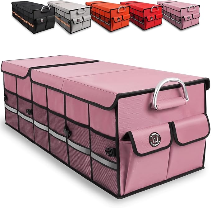Big Car Trunk Organizer, Cargo Organizer SUV Trunk Storage Non Slip Bottom Waterproof Collapsible Durable Multi Compartments-(