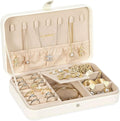 LANDICI Small Jewelry Box for Women Girls, PU Leather Travel Jewelry Case, Portable Jewelry Organizer Storage Holder Display 