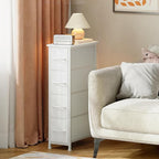 Somdot Narrow Dresser with 4 Drawers, Slim Storage Organizer Chest of Drawers with Removable Fabric Drawers for Small Spaces 