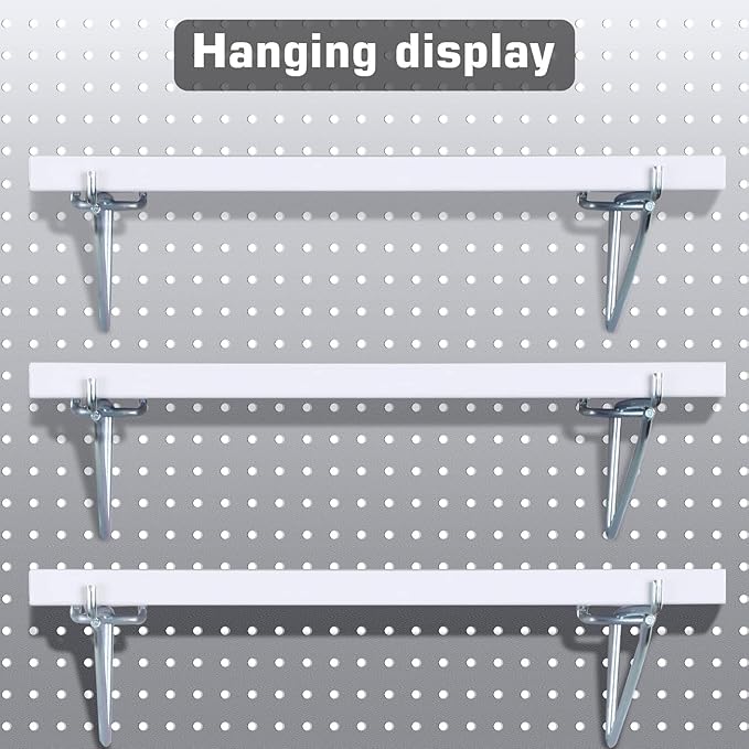Blulu 4 Set Large Pegboard Shelf Kit Fiberboard peg Board Shelving Storage Brackets Stain Resistant Peg Board Organizer Shelv