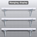 Blulu 4 Set Large Pegboard Shelf Kit Fiberboard peg Board Shelving Storage Brackets Stain Resistant Peg Board Organizer Shelv