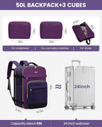 LOVEVOOK 50L Travel Backpack for Women & Men - 18 Inch Carry On Backpack & Personal Item Backpack for Airlines, Spacious and 