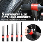 DNA Motoring 25pcs Car Detailing Brush Set, Car Detailing Kit, Interior Kit with Drill Brush Set, Windshield Cleaning Tool, P