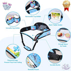 Kids Travel Tray for Toddler Carseat, Road Trip Activities Essentials for Toddler, Kids Lap Desk Tray with Tablet Holder Stand ＆ Dry Erase Board (Whale)