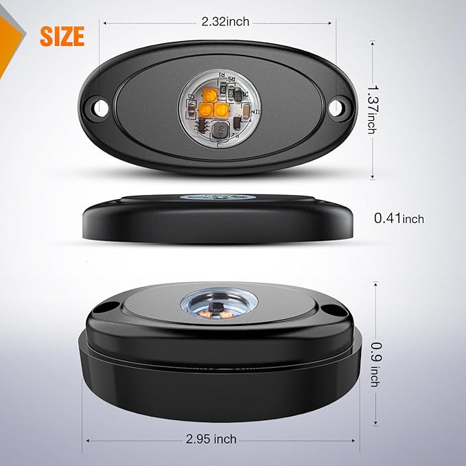 Nilight LED Rock Light 6PCS Amber Underglow Wheel Well Fender Pods Waterproof Exterior Underbody Roof Rack Side Lamps for 12V 24V Car Truck Pickups ATV UTV SUV Motorcycle Boat