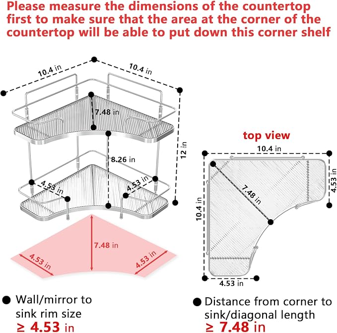 FOLLOWIN 2 Tier Bathroom Countertop Corner Organizer,Countertop Perfume Tray,Vanity Counter Shelf,Skincare Makeup Cosmetic Va