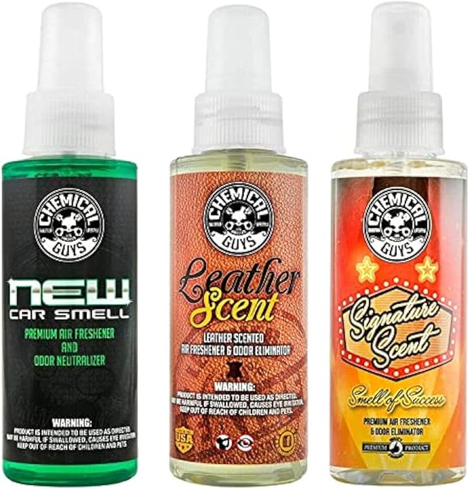Chemical Guys AIR_301_04 New Car/Leather/Signature Scent Sample Kit, Great for Cars, Trucks, SUVs, RVs, Home, Office & More (