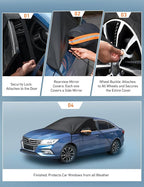 AstroAI Car Windshield Snow Cover, Windshield Cover for ice and Snow, Frost Windshield Cover for Ice, 2*Removal Side Mirror Protector, Windproof UV Sunshade Cover for Cars, SUVs, Vans