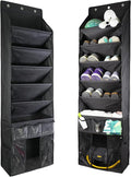3in1 Over The Door Shoe Organizer with 5 Slanted Compartments,Removable Storage Bin & Transparent Pockets,Thickened Waterproo