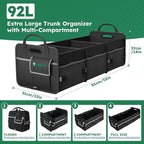 112L Large Capacity Car Trunk Organizer with 20L Insulated Fresh-Keeping Bag, Heavy-Duty 600D Waterproof Oxford Collapsible
