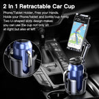 Cup Holder Phone Tablet Mount, 2 in 1 Car Cup Holder with Expander Adjustable Long Arm for Car,360°Rotation Phone Tablet Mount Compatible for iPad, All Smartphones and Most Bottles