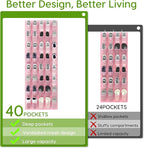 Unjumbly Over the Door Shoe Organizer with 40 Large Breathable Mesh Pockets, Space Saving Shoe Holder, Hanging Shoe Rack for 