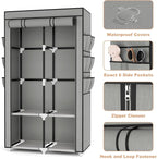 VTRIN Portable Closet Wardrobe for Hanging Clothes with 4 Storage Shelves, 2 Hanging Rods and 6 Pockets, Stable and Easy Asse