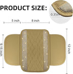 NBTEPEM Bling Beige Car Center Console Cover, Leather Car Arm Rest Cover with 2 Storage Bags, Universal Auto Armrest Protector Storage Box, Bling Accessories Interior for Most Vehicles