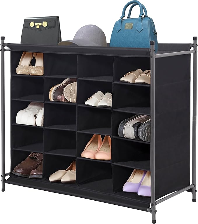 STORAGE MANIAC Stackable Shoe Cubby Organizer, Free Standing Shoe Cube Rack for Entryway, Bedroom, Apartment, Closet, 20-Cube
