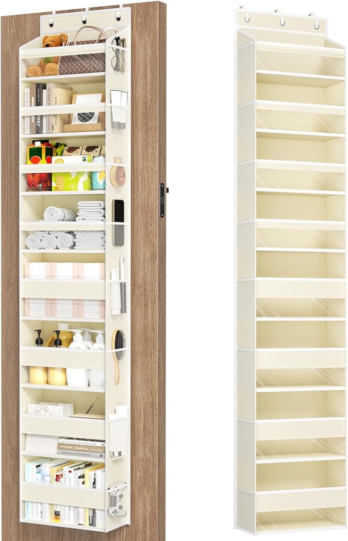 Mefirt Over The Door Organizer, 8 Shelf Door Hanging Organizers with 8 Large Capacity Pockets, Back of Door Organizer Storage
