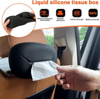 Car Tissue Holder,Silicone Tissue Box Cover with Adjustable Strap,Car Tissue Box Organizer for Backseat, Center Console and Sun Visor(7.4 * 5.1 * 2.5in)