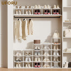 Vertical Shoe Rack, 9-Tier Plastic Stackable Storage Shelf for Small Closets and Narrow Spaces, Compact Free Standing Shoe Ra