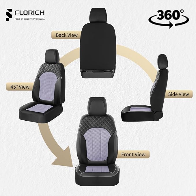 FLORICH Purple Seat Covers for Cars Front Seats Cover Mesh Leather Car Seat Covers Automotive Comfort & Protection Airbag-Com