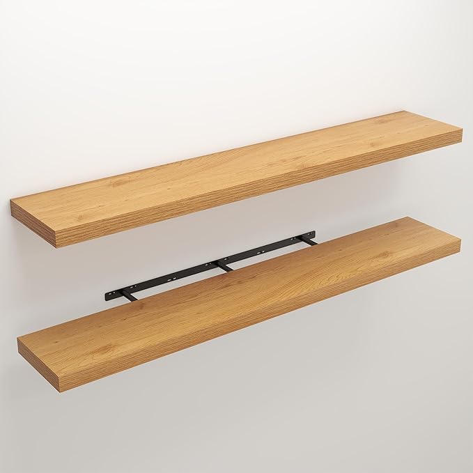 Floating Shelves for Wall, 9.3" Deep Wall Mounted Wood Shelves for Bathroom, Bedroom, Living Room, Kitchen, Hanging Shelf for