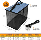 Dovesun Floating Fishing Basket, Collapsible Fish Basket Portable Fishing Net Quick-Drying Rubber Coated Fishing Bait Storage