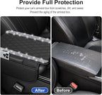 NBTEPEM Bling Car Center Console Cover, Leather Car Arm Rest Cover Cushion with 2 Storage Bags, Universal Auto Armrest Protector Storage Box, Bling Accessories Interior for Most Vehicles (Silver)