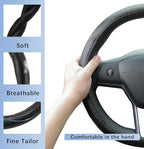 Custom Fit for Tesla Model 3 Steering Wheel Cover,Tesla Steering Wheel Cover Model 3 is Premium Leather Excellent Hand Texture,Non-Slip,Breathable, for Tesla Model 3 Accessories (Deluxe)