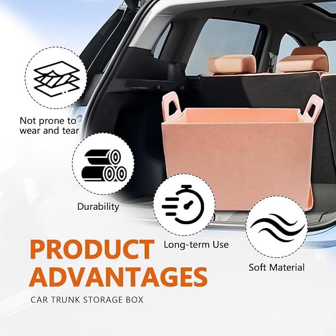 Felt Car Trunk Organizer, Foldable Vehicle Storage Box, Large Capacity Multi-Purpose Automotive Interior Accessories for Cars, S