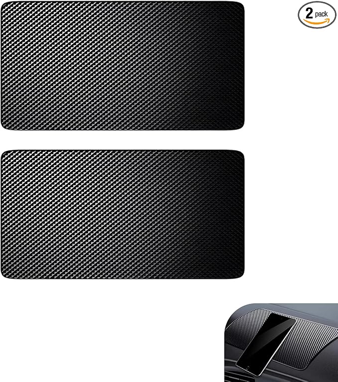 2 PCS Car Dashboard Anti-slip Mats, PU Strong Adhesive Pad for Phones Keys Sunglasses, Washable Scratch-resistant Sticky Mat,