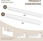 Fun Memories Picture Ledge Shelves Set of 4-48 Inch Shelves with Lip - Large Nursery Bookshelf for Storage - Floating Shelf W
