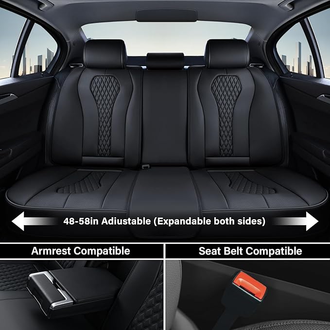 Coverado Seat Covers, Car Seat Covers Full Set, Black Car Seat Cover, Car Seat Covers Front Seats Back Seat Cover, Waterproof