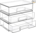 Vtopmart 12.1''W Clear Stackable Storage Drawers,3 Pack Acrylic Plastic Organizers Bins for Makeup Palettes, Cosmetics, and B