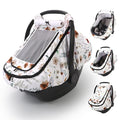 Car Seat Cover Baby Girls, Infant Car Seat Canopy Outdoor, 2 Layers with Mesh and Sun Shade Window for Summer Winter, Easy Ac