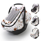 Car Seat Cover Baby Girls, Infant Car Seat Canopy Outdoor, 2 Layers with Mesh and Sun Shade Window for Summer Winter, Easy Ac