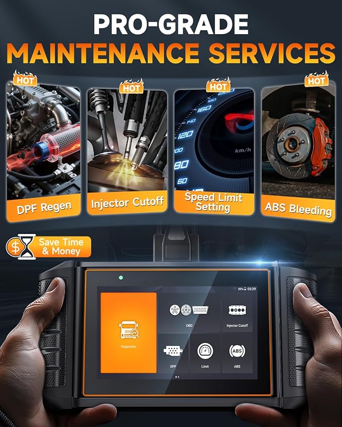 FOXWELL HD500 Heavy Duty Truck Scanner - Diesel Scanner with DPF Regen/Injector Cutoff/Limit Setting, Full System Diesel