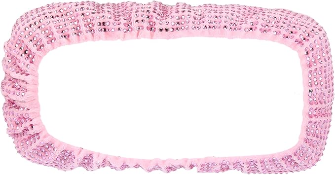 X AUTOHAUX Mirror Accessories Charm Shining Car Rear View Mirror Decorative Cover Faux Crystal Rhinestone Car Interior Trim for Women Pink