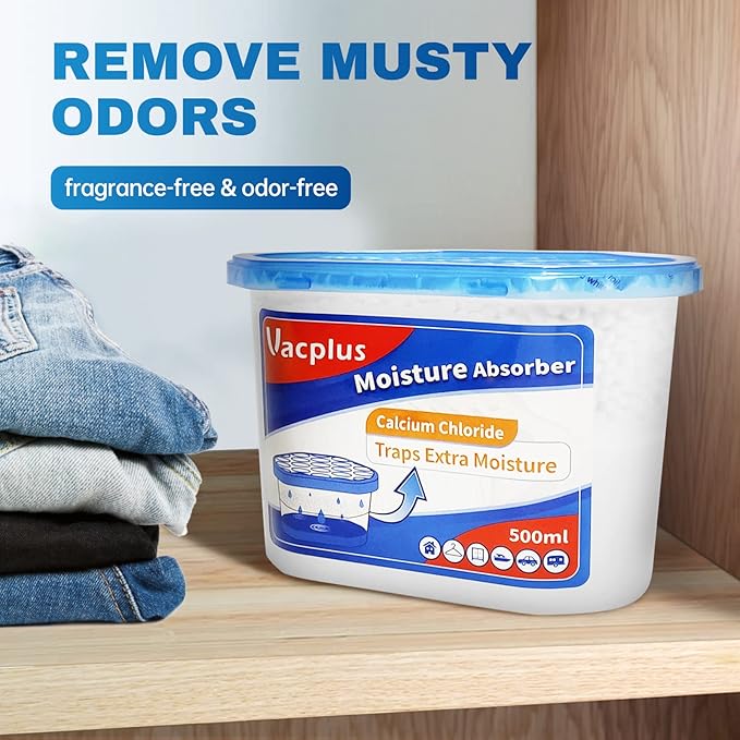 Vacplus Moisture Absorbers - Dehumidifiers for Closet, Efficient Humidity Absorber Boxes Collect Excess Moisture for
